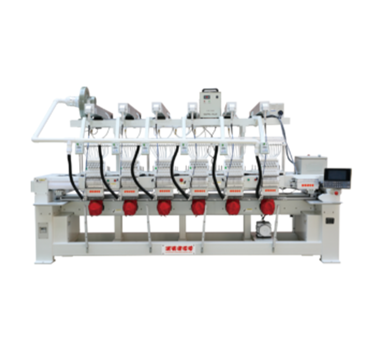 Multi-heads tubular series embroidery machine with laser cutting