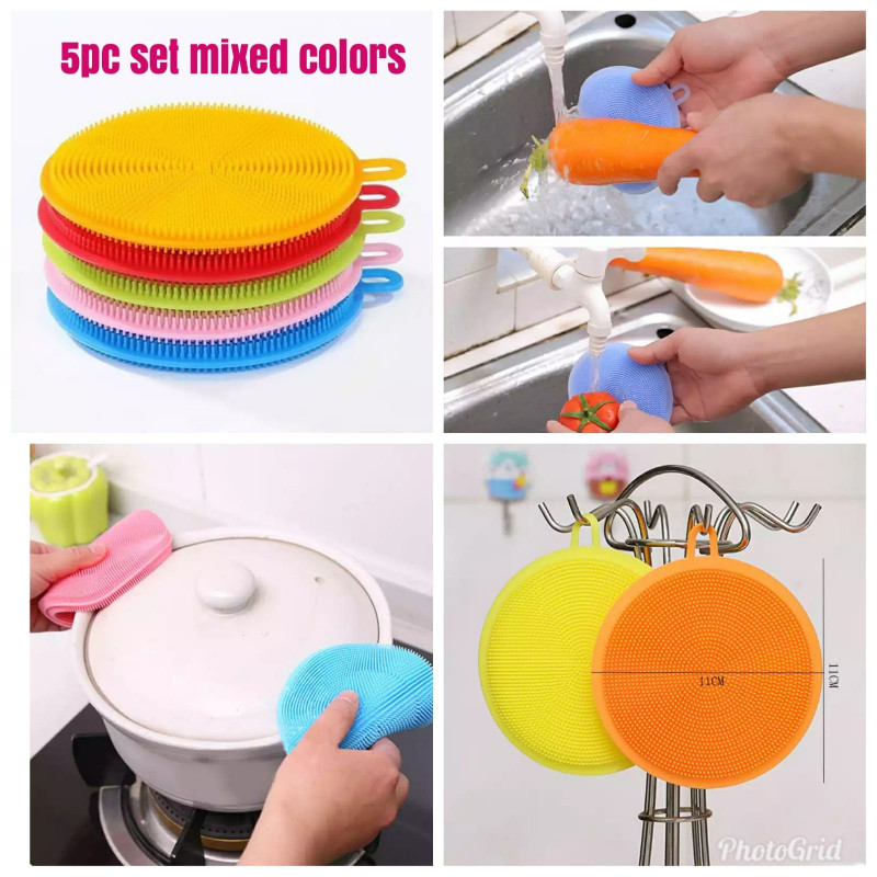 5pcs set mixed colors dish washing Silicon Scrubbers