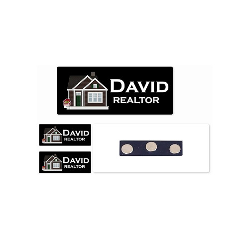New black background engravable magnetic nametags